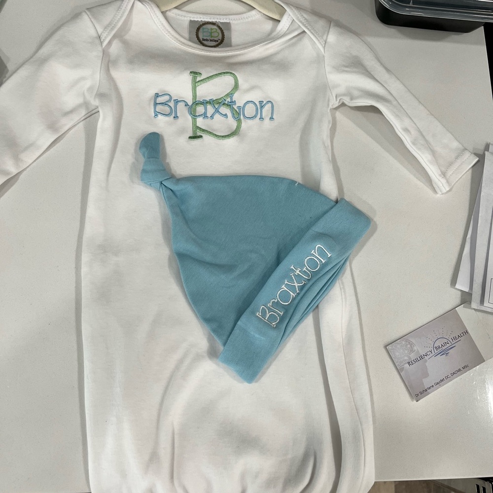 Braxton embroidered gown & hat